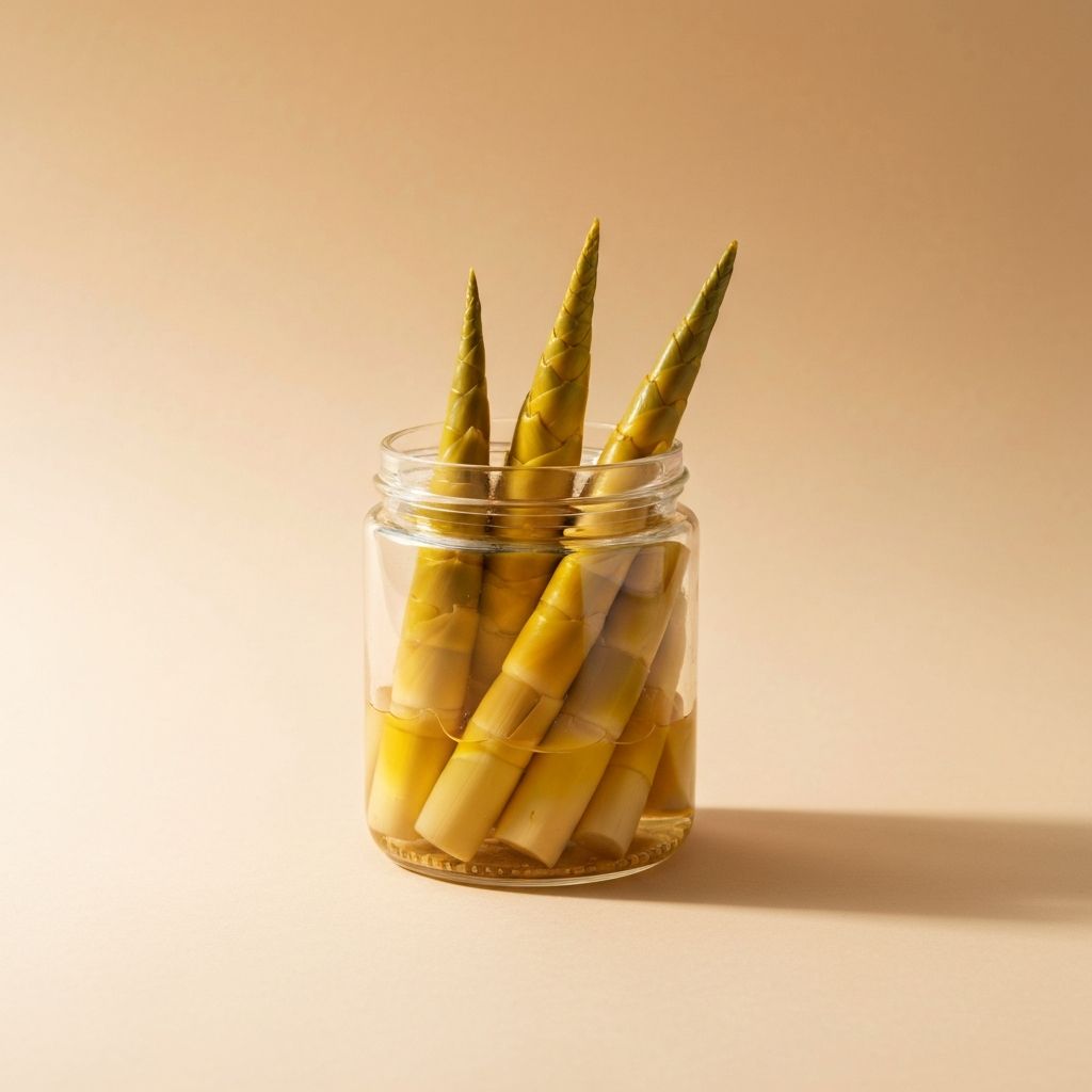 Pickled Bamboo Shoots (Măng chua) in a glass jar