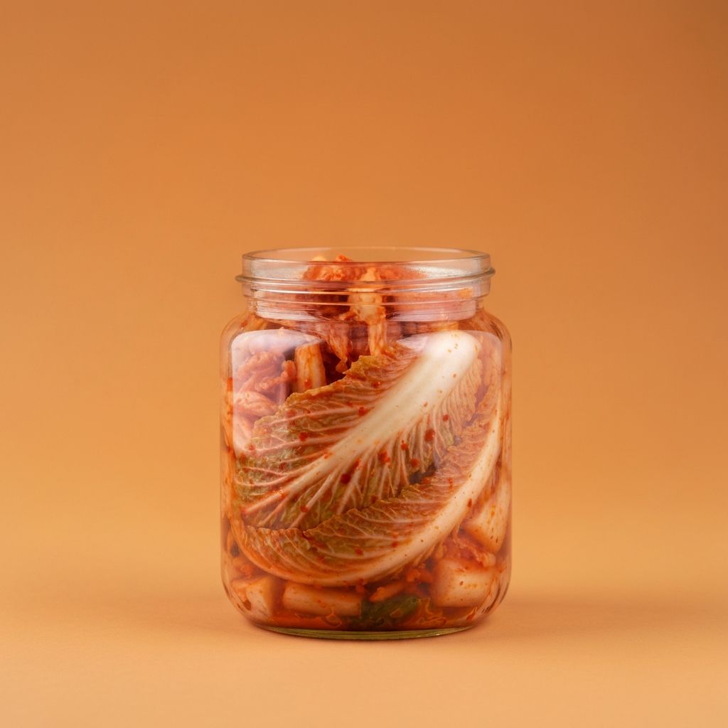 Kimchi (Kimchi) in a glass jar